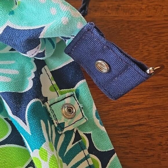 Thirty One 31 Retro Metro Tote Floral Flower Navy Teal Shoulder Purse Bag Womens - Picture 5 of 16